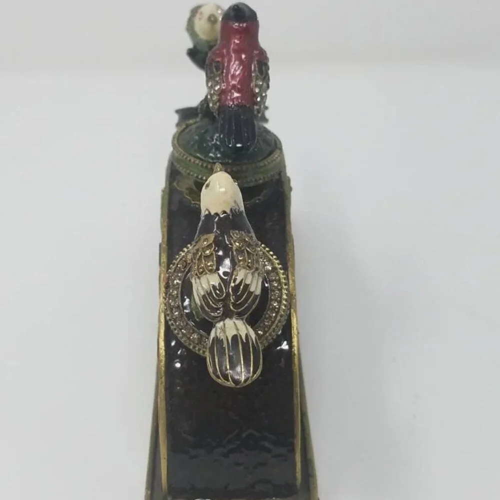 Vintage metal bottle stopper w/holder Cloisonné enamel set of 3 bar ware mancave